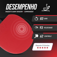 Raquete Tênis de Mesa Commander Giant Dragon 5 Estrelas ITTF