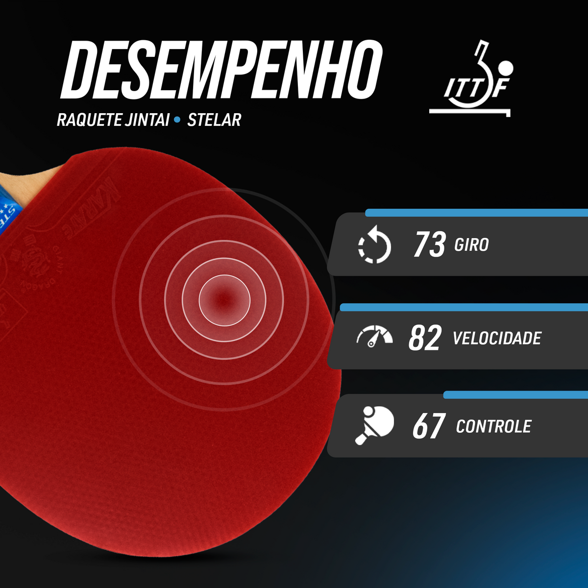 Raquete de Tênis de Mesa Jintai Stelar 4 Estrelas — Lâmina 5 Camadas