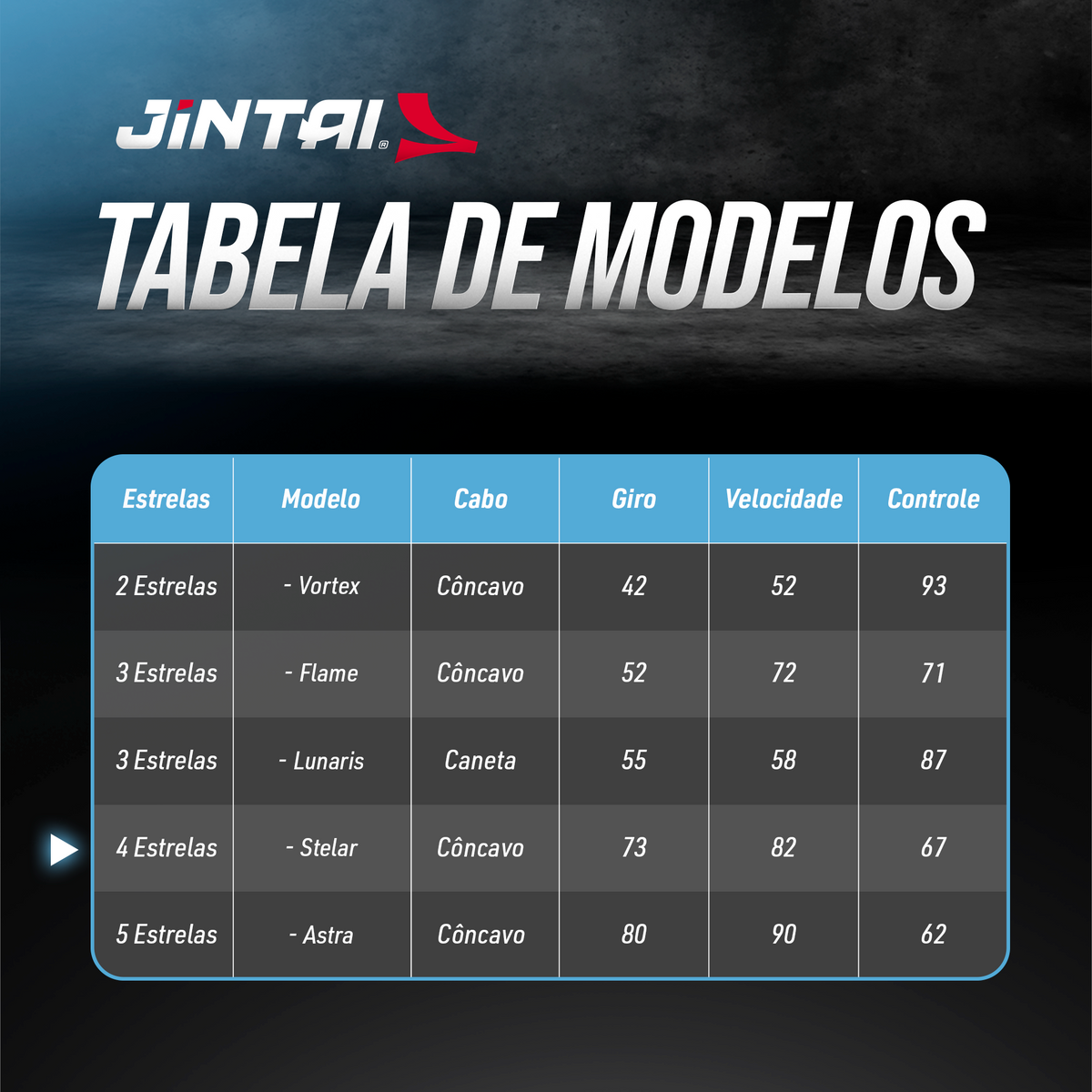 Raquete de Tênis de Mesa Jintai Stelar 4 Estrelas — Lâmina 5 Camadas