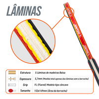 Raquete de Tênis de Mesa Jintai Flame — Borracha Aprovada pela ITTF