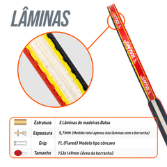 Raquete de Tênis de Mesa Jintai Flame — Borracha Aprovada pela ITTF