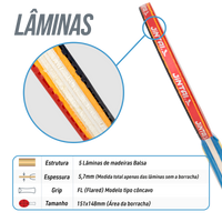 Raquete de Tênis de Mesa Jintai Stelar 4 Estrelas — Lâmina 5 Camadas
