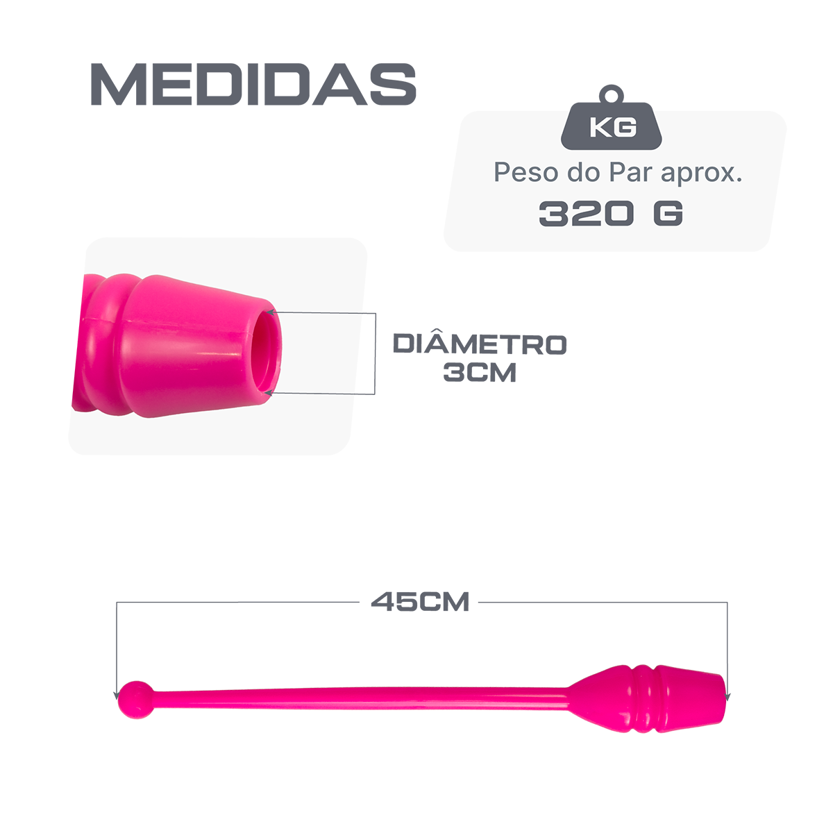 Maças 45cm Adulto de Ginástica Rítmica Gracios