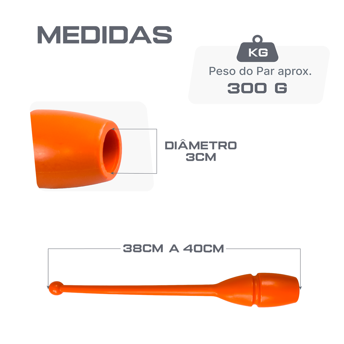 Maças 40cm Infantil de Ginástica Rítmica Gracios