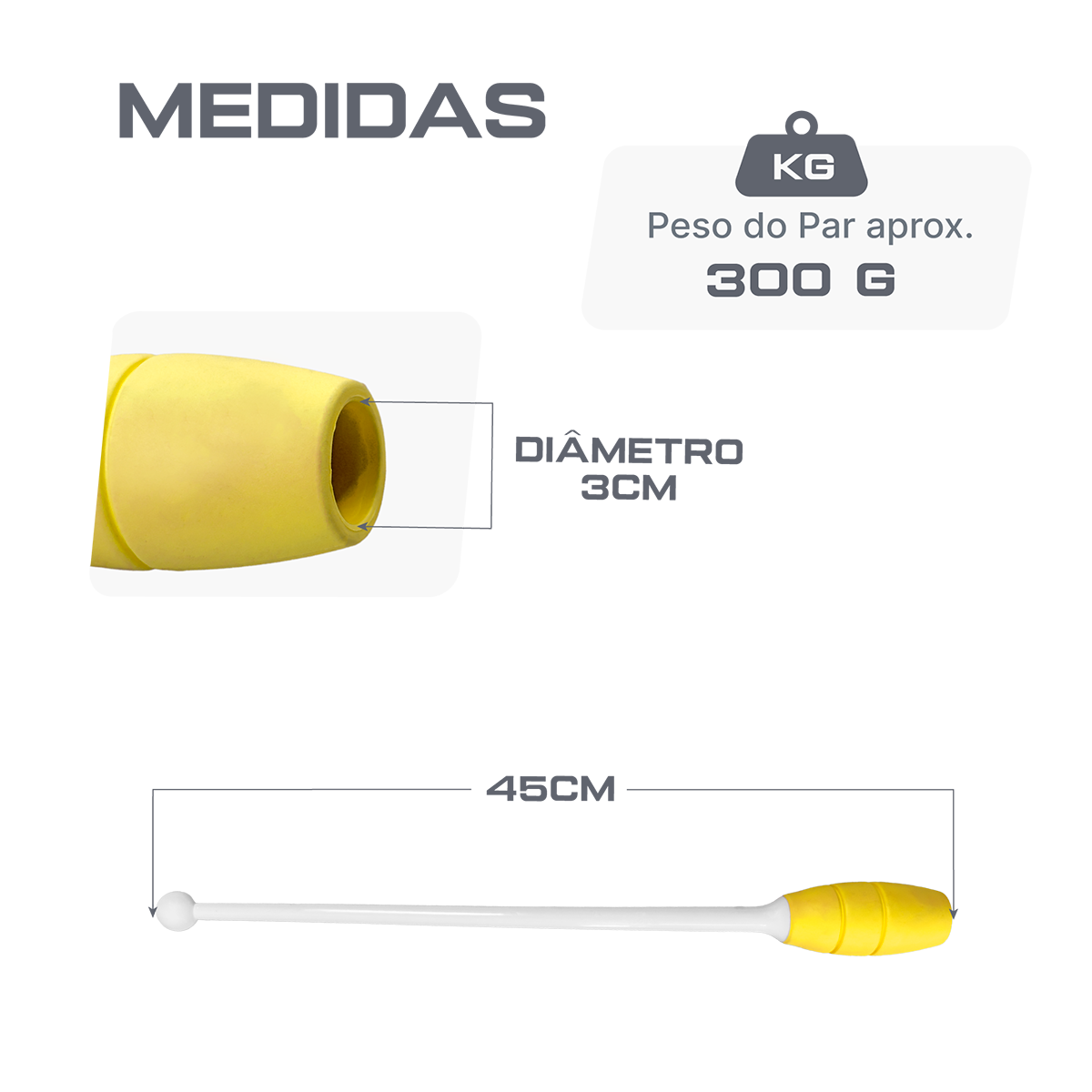 Maças 45cm Adulto Conectáveis de Ginástica Rítmica Gracios