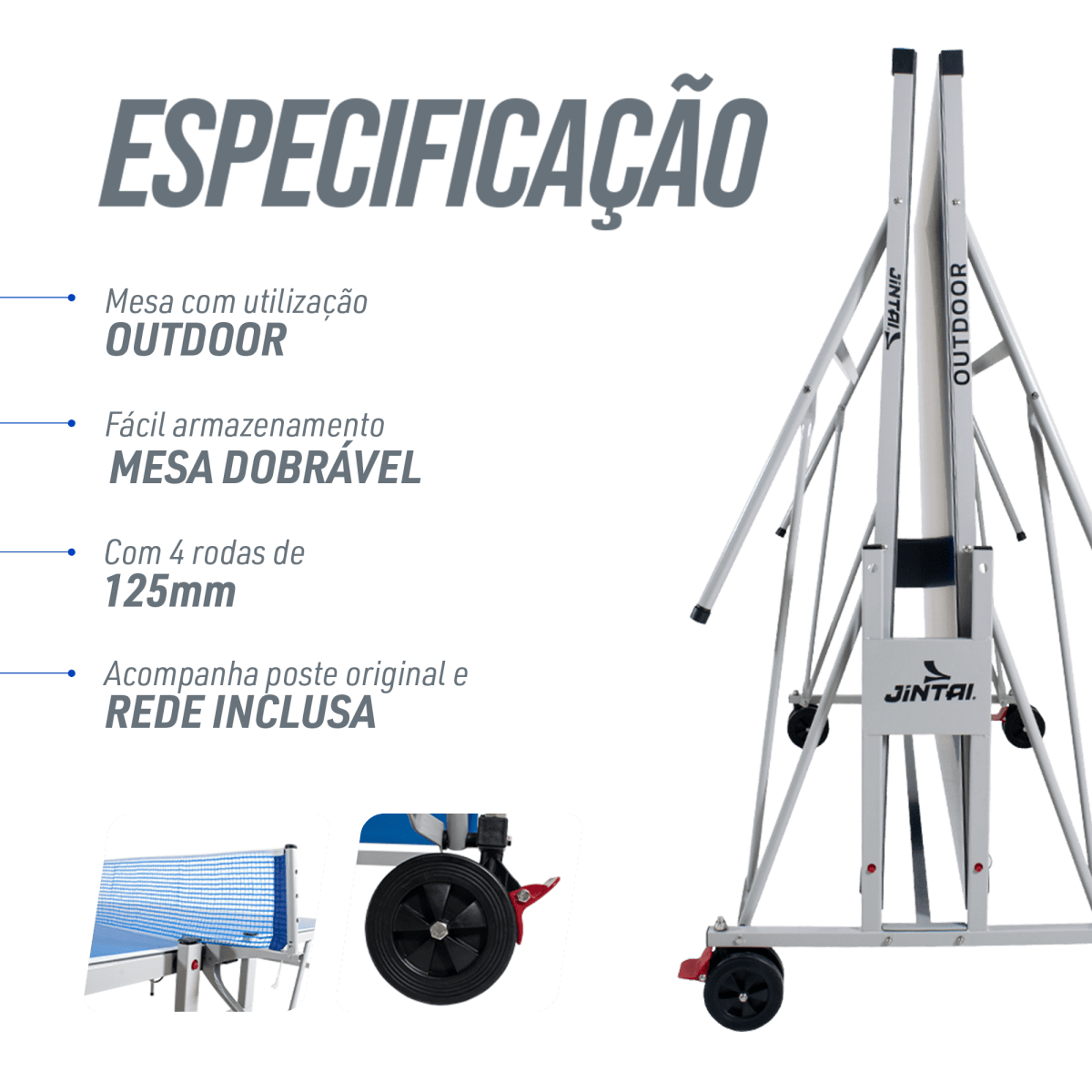 Mesa de Tênis de Mesa ACM Outdoor Dobrável Jintai