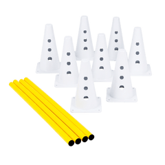 Kit 8 Cones 23cm e 4 Hastes 1m para Treino de Agilidade Velden