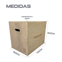 Caixa de Salto Plyo Box 3 em 1 Envolst 50x60x75cm Madeira 18mm