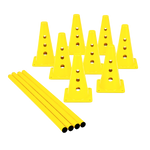 Kit 8 Cones 23cm e 4 Hastes 1m para Treino de Agilidade Velden