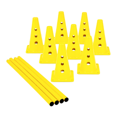 Kit 8 Cones 23cm e 4 Hastes 1m para Treino de Agilidade Velden