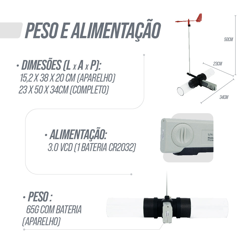 Anemômetro medidor de vento compacto Pista e Campo