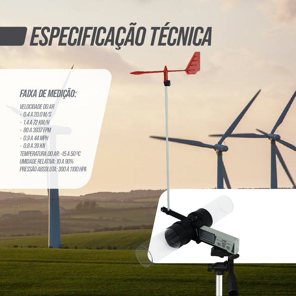 Anemômetro medidor de vento compacto Pista e Campo