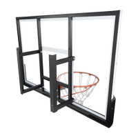 Tabela de basquete de parede quadro transparente de 120x80cm com aro e rede Velden