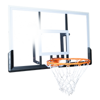 Tabela de basquete de parede quadro transparente de 120x80cm com aro e rede Velden