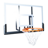 Tabela de basquete de parede quadro transparente de 120x80cm com aro e rede Velden