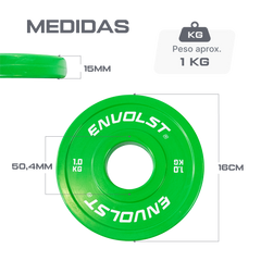 Kit 15kg Anilhas Olímpicas Fracionadas Coloridas Envolst
