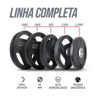 Kit 50kg Anilhas Olímpicas Vulcanizadas Envolst