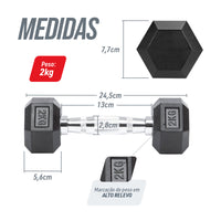 Kit 30kg Halteres Sextavados Emborrachados Envolst - 1 a 5kg