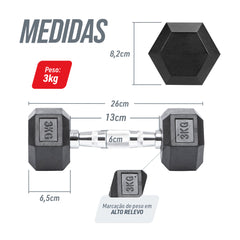Kit 30kg Halteres Sextavados Emborrachados Envolst - 1 a 5kg