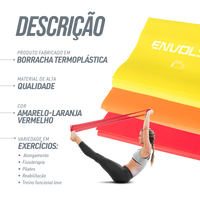 Faixa elástica 1,50m x 15cm Envolst - Kit com 03 intensidades