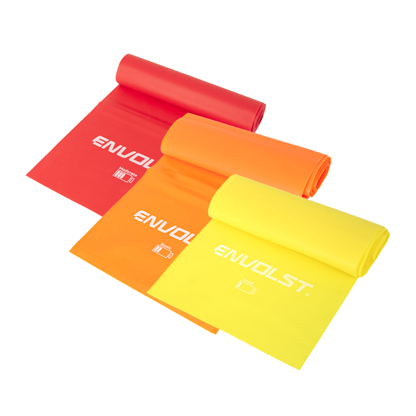 Faixa elástica 1,50m x 15cm Envolst - Kit com 03 intensidades