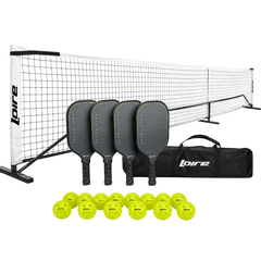 Kit Pickleball Loire Rede Portátil 6,7m + 4 Raquetes + 12 Bolas