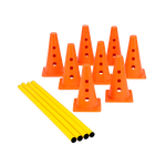 Kit 8 Cones 23cm e 4 Hastes 1m para Treino de Agilidade Velden