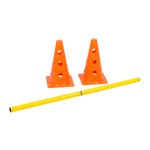 Kit 8 Cones 23cm e 4 Hastes 1m para Treino de Agilidade Velden