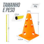 Kit 8 Cones 23cm e 4 Hastes 1m para Treino de Agilidade Velden