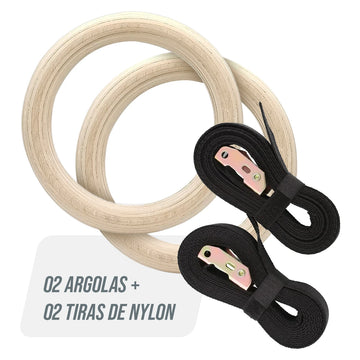Par de Argolas de Ginástica Olímpica em Madeira 23,5cm Envolst