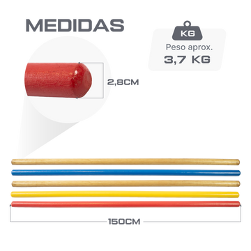 Conjunto de 5 bastões de madeira coloridos e par de suportes de madeira Envolst