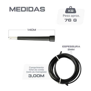 Corda de pular de aço revestido de PVC 2,65m x 2mm speed rope Pista e Campo