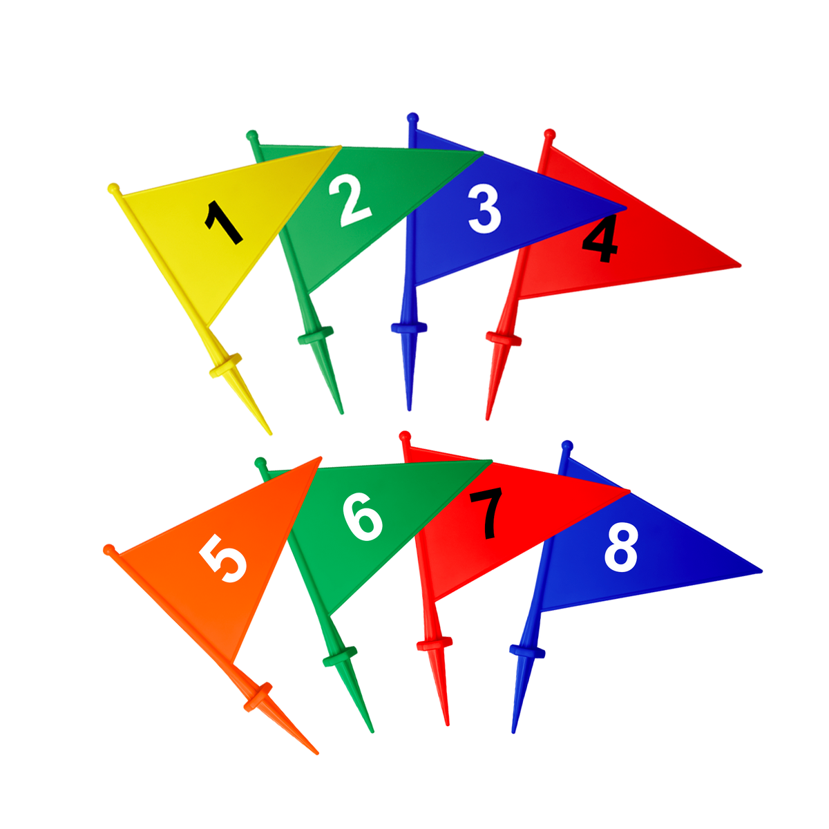 Bandeirolas numeradas plásticas multiuso Pista e Campo - cnj com 08 und (1-8)