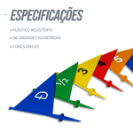 Bandeirolas numeradas plásticas multiuso Pista e Campo - cnj com 08 und (1-8)