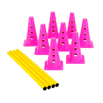 Kit 8 Cones 23cm e 4 Hastes 1m para Treino de Agilidade Velden