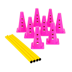 Kit 8 Cones 23cm e 4 Hastes 1m para Treino de Agilidade Velden