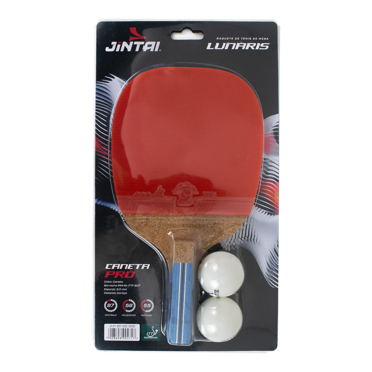 Raquete de tênis de mesa 3 estrelas Caneta Lunaris com 2 bolinhas Jintai