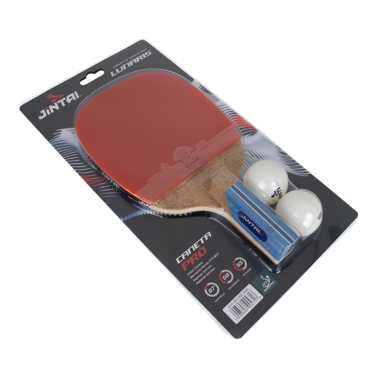 Raquete Tênis de Mesa Caneta Jintai Lunaris 3 Estrelas ITTF