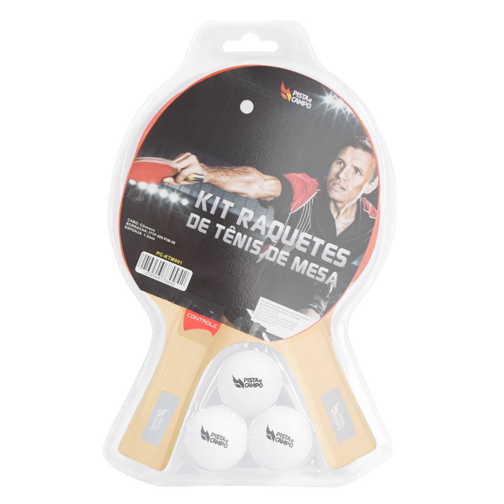 Kit Recreativo Tênis de Mesa 2 Raquetes Controle 3 Bolas ABS Pista e Campo