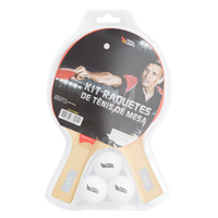 Kit 2 Raquetes Pista e Campo Controle 2 Estrelas com 3 Bolas ABS 40+