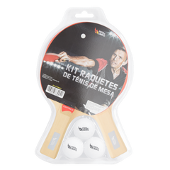 Kit Recreativo Tênis de Mesa 2 Raquetes Controle 3 Bolas ABS Pista e Campo