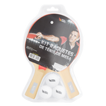 Kit 2 Raquetes Pista e Campo Controle 2 Estrelas com 3 Bolas ABS 40+