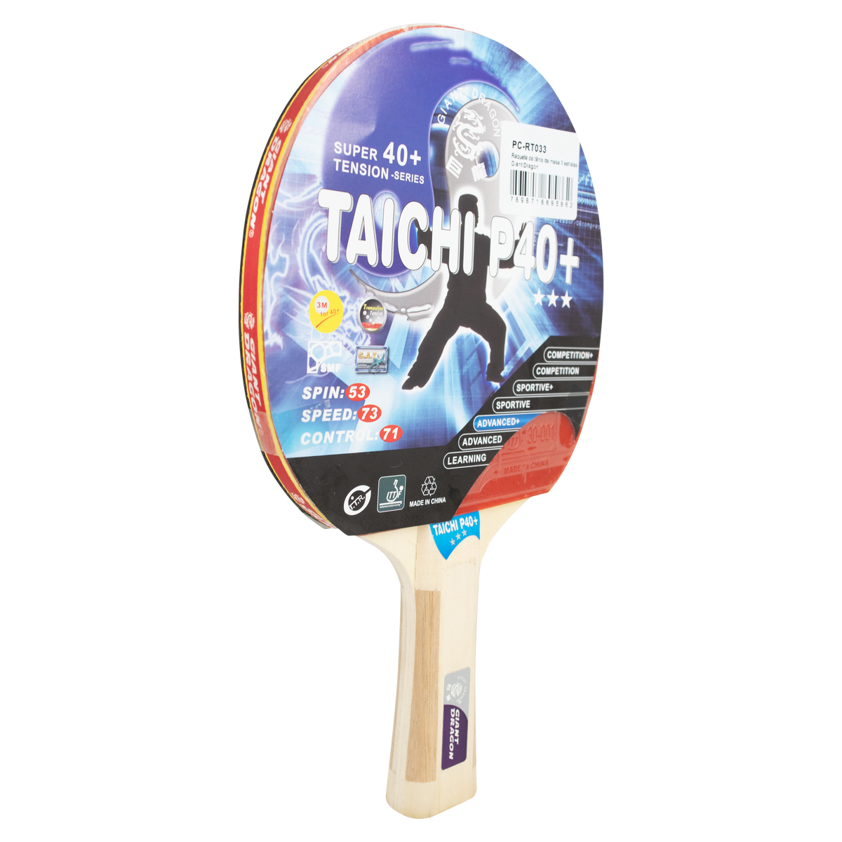 Raquete de Tênis de Mesa Giant Dragon Taichi 3 Estrelas ITTF