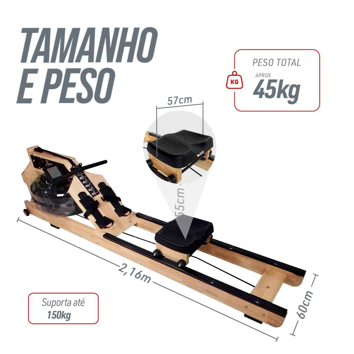 Simulador de remo Indoor A Base De Água Water Rower Madeira Pista E Campo