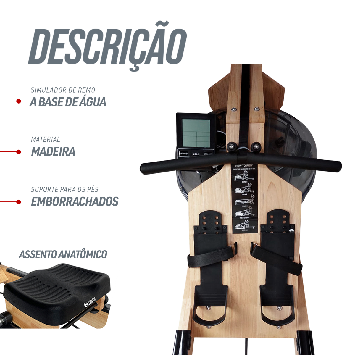 Simulador de remo Indoor A Base De Água Water Rower Madeira Pista E Campo