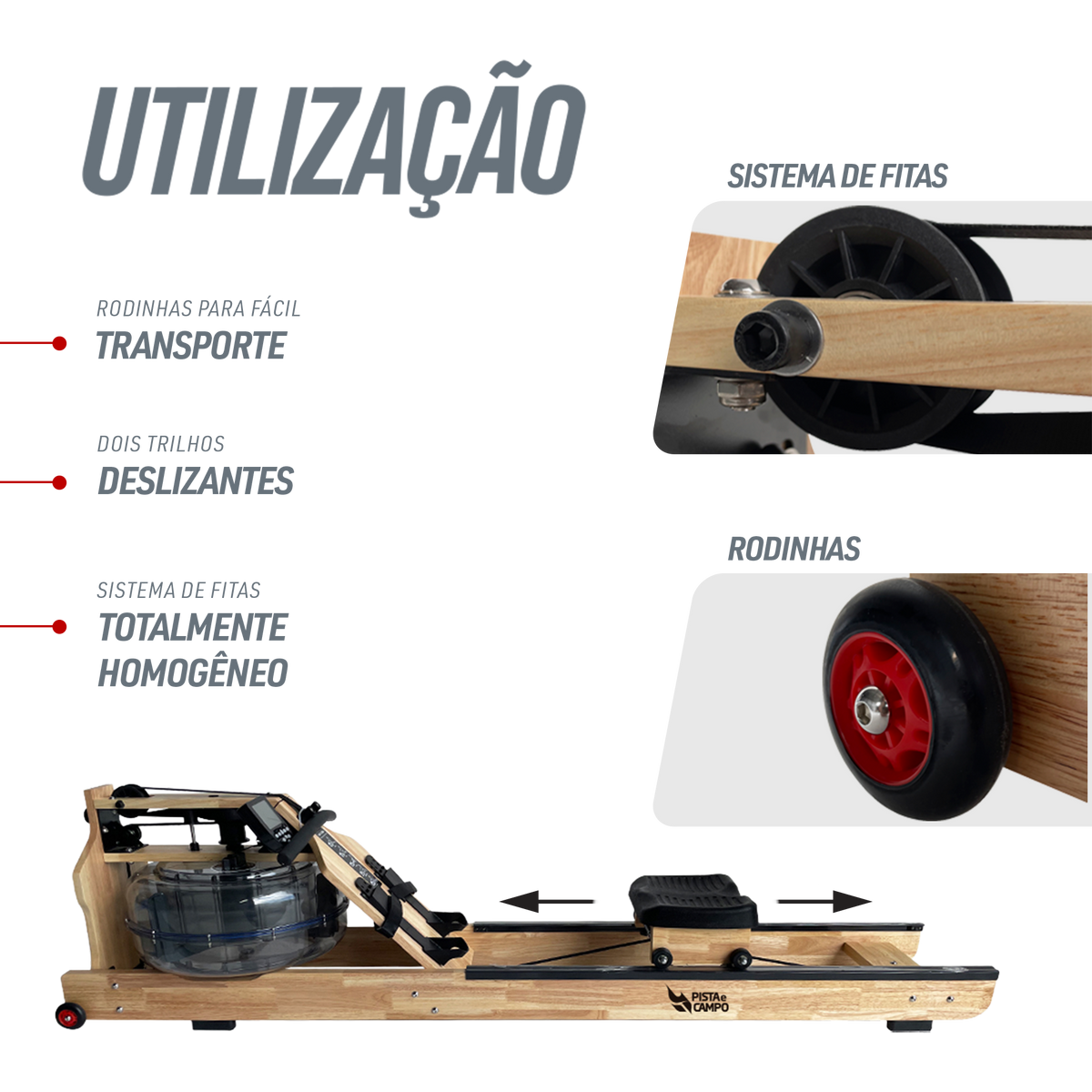 Simulador de remo Indoor A Base De Água Water Rower Madeira Pista E Campo