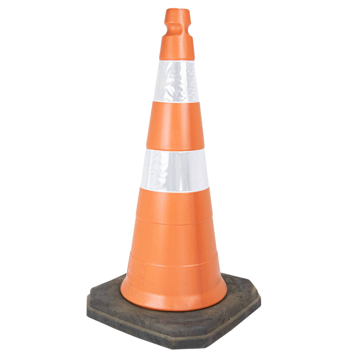 Cone de sinalização semi flexível refletivo 75cm com base de borracha Telbras