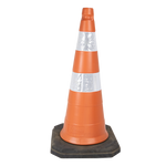 Cone de sinalização semi flexível refletivo 75cm com base de borracha Telbras