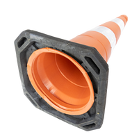 Cone de sinalização semi flexível refletivo 75cm com base de borracha Telbras