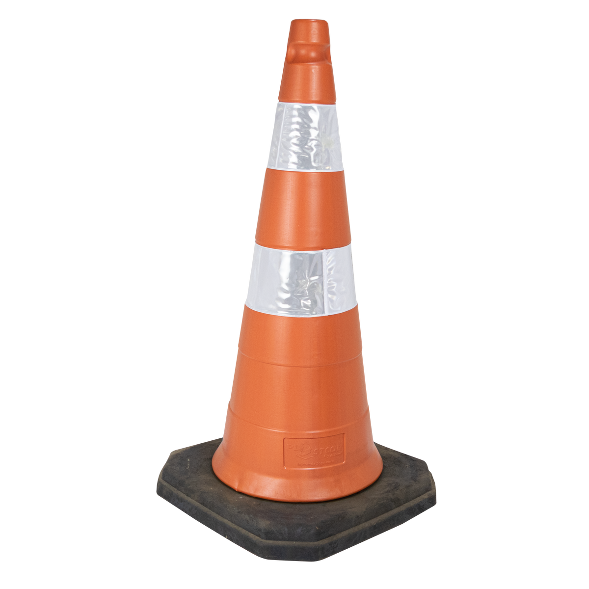 Cone de sinalização semi flexível refletivo 75cm com base de borracha Telbras